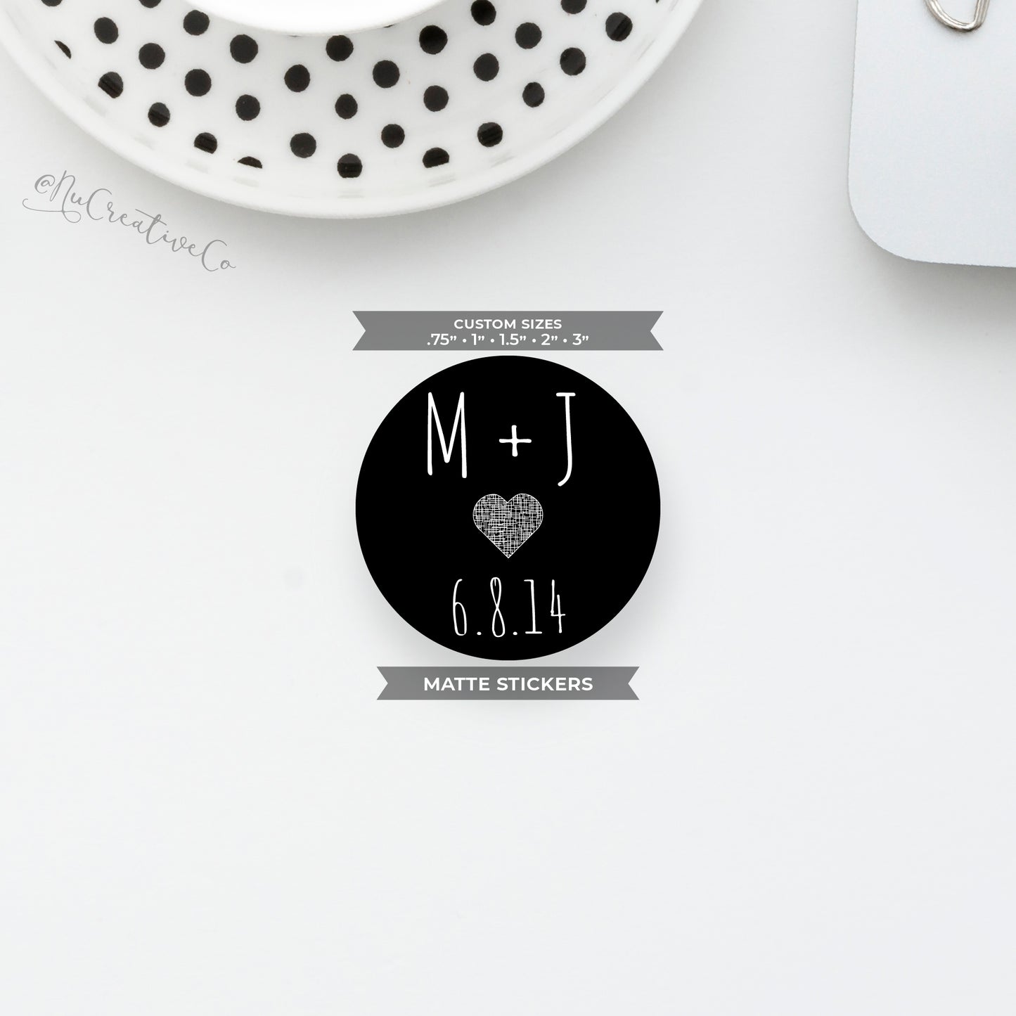 Initials (X + X) and date (personalized)