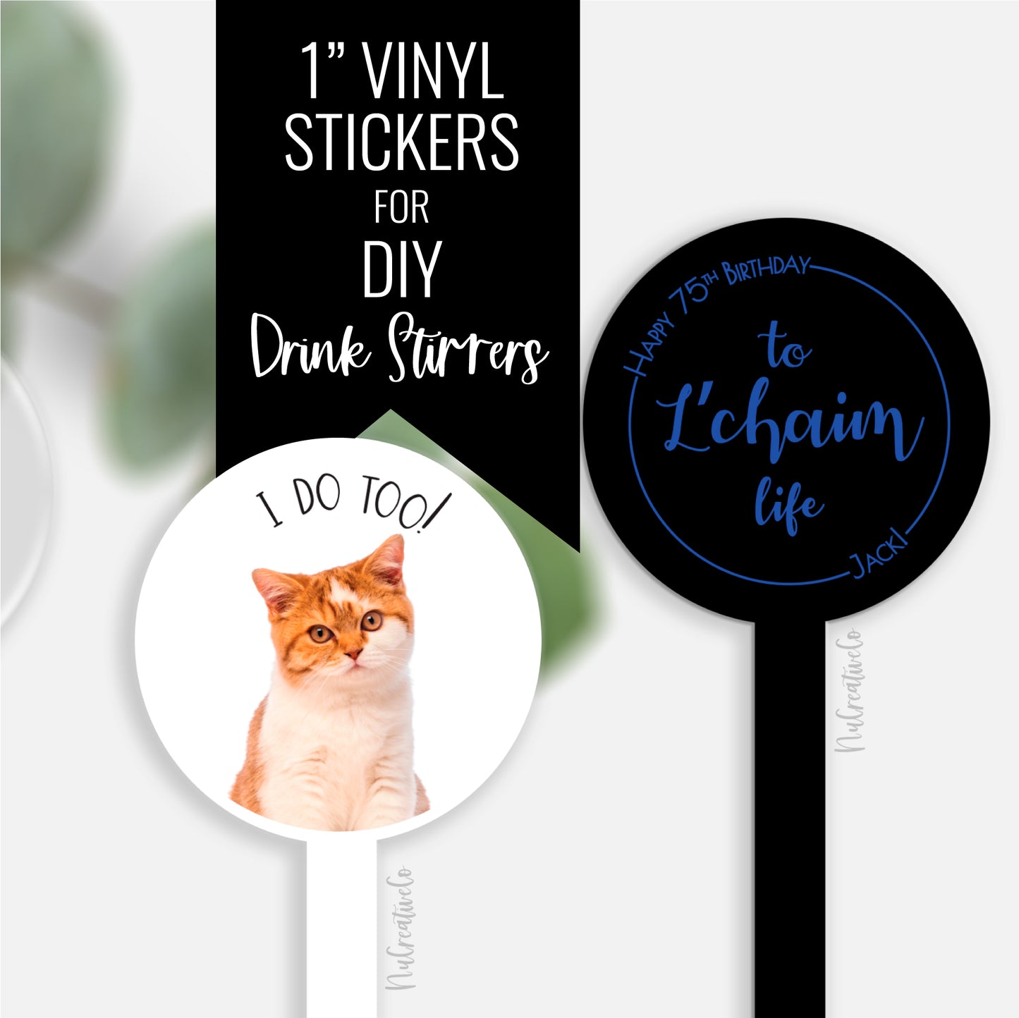 Full Color Printed Vinyl Drink Stirrer Sticker