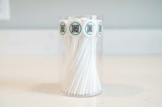 Full Color Printed Initial 7" White Drink Stirrers