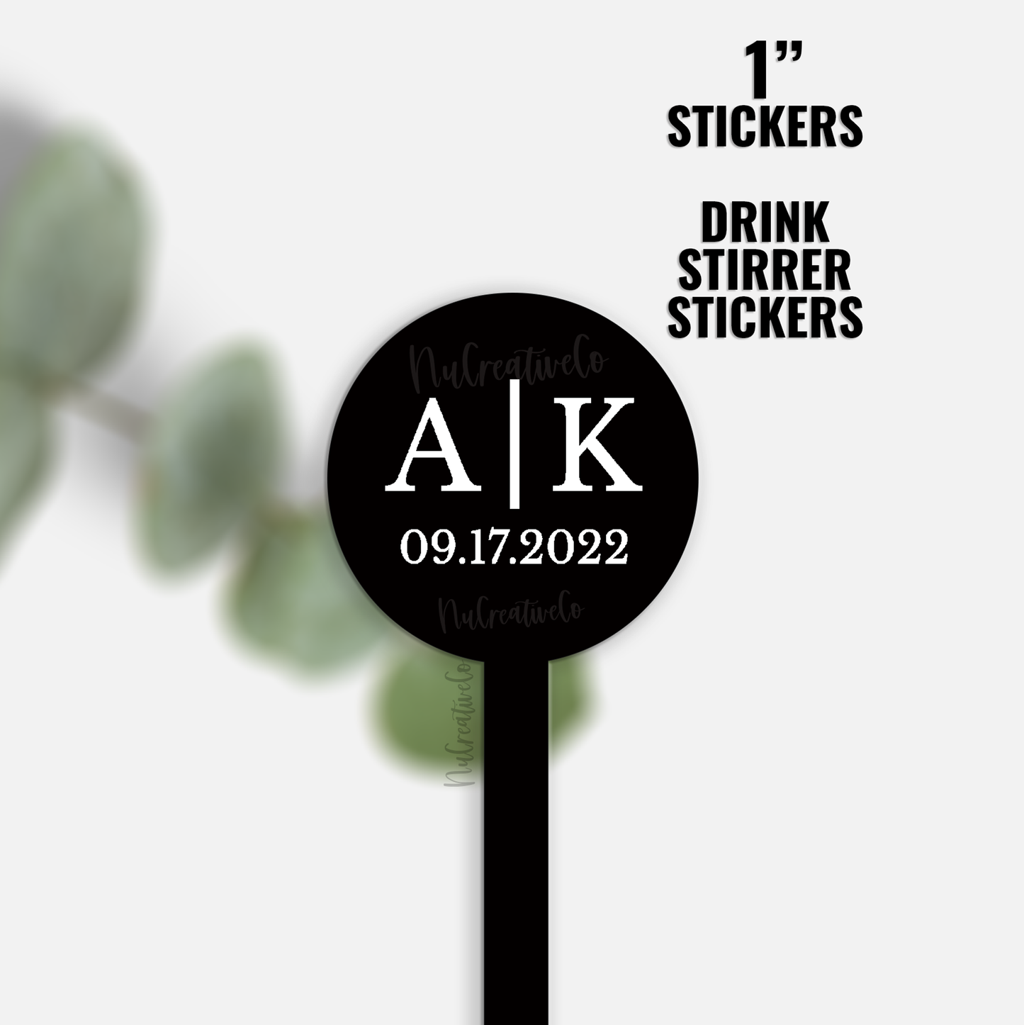 Full Color Printed Initial Drink Stirrer Sticker