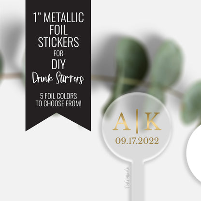 Foil Initial Drink Stirrer Sticker